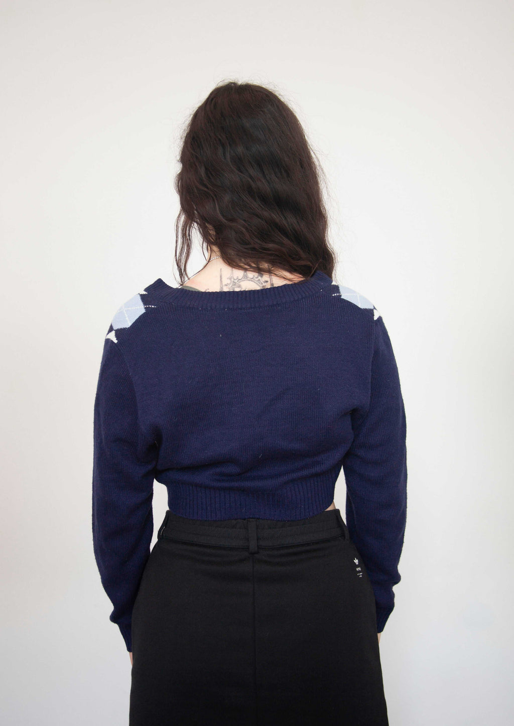 H&M cropped sveter tmavomodrý, M