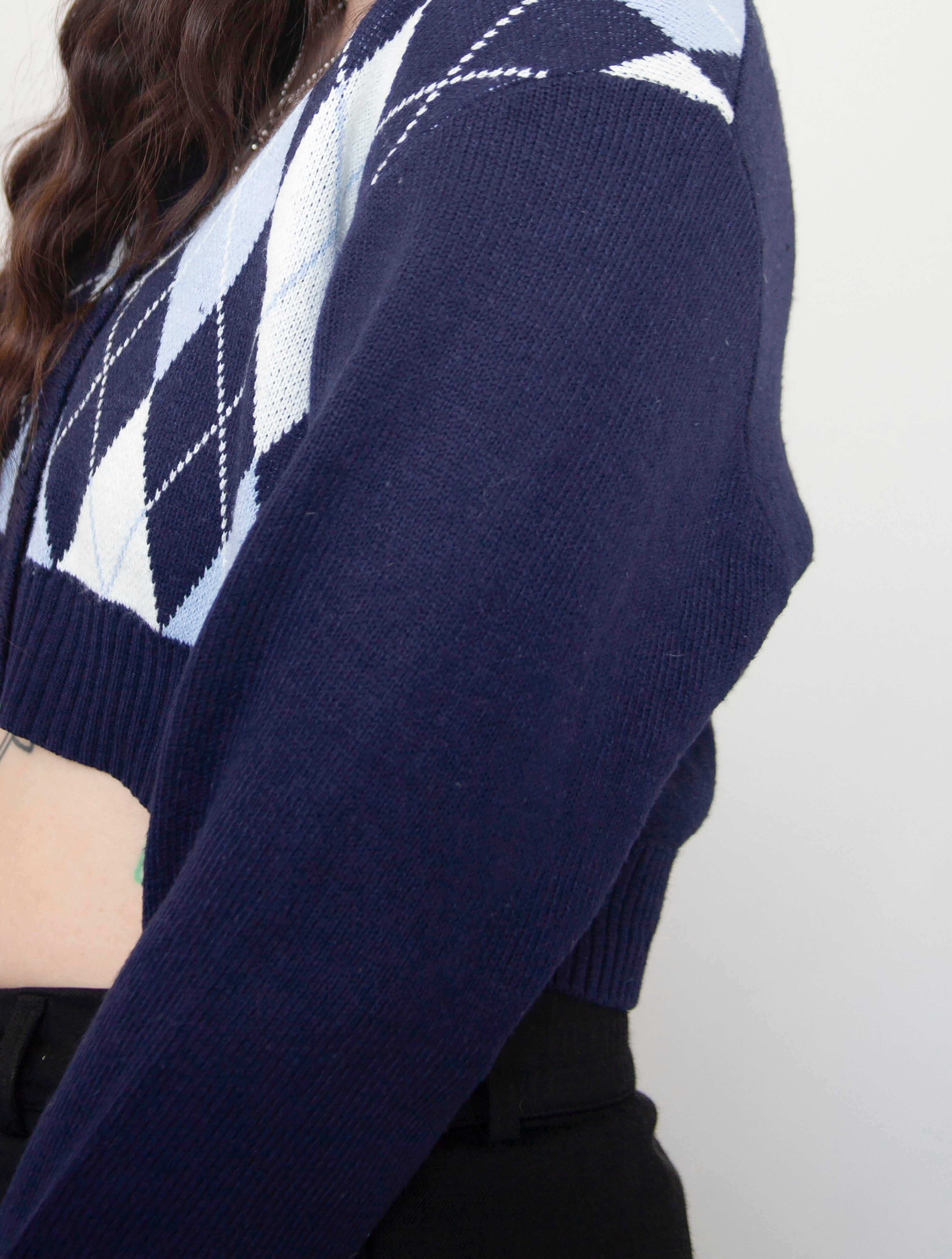 H&M cropped sveter tmavomodrý, M
