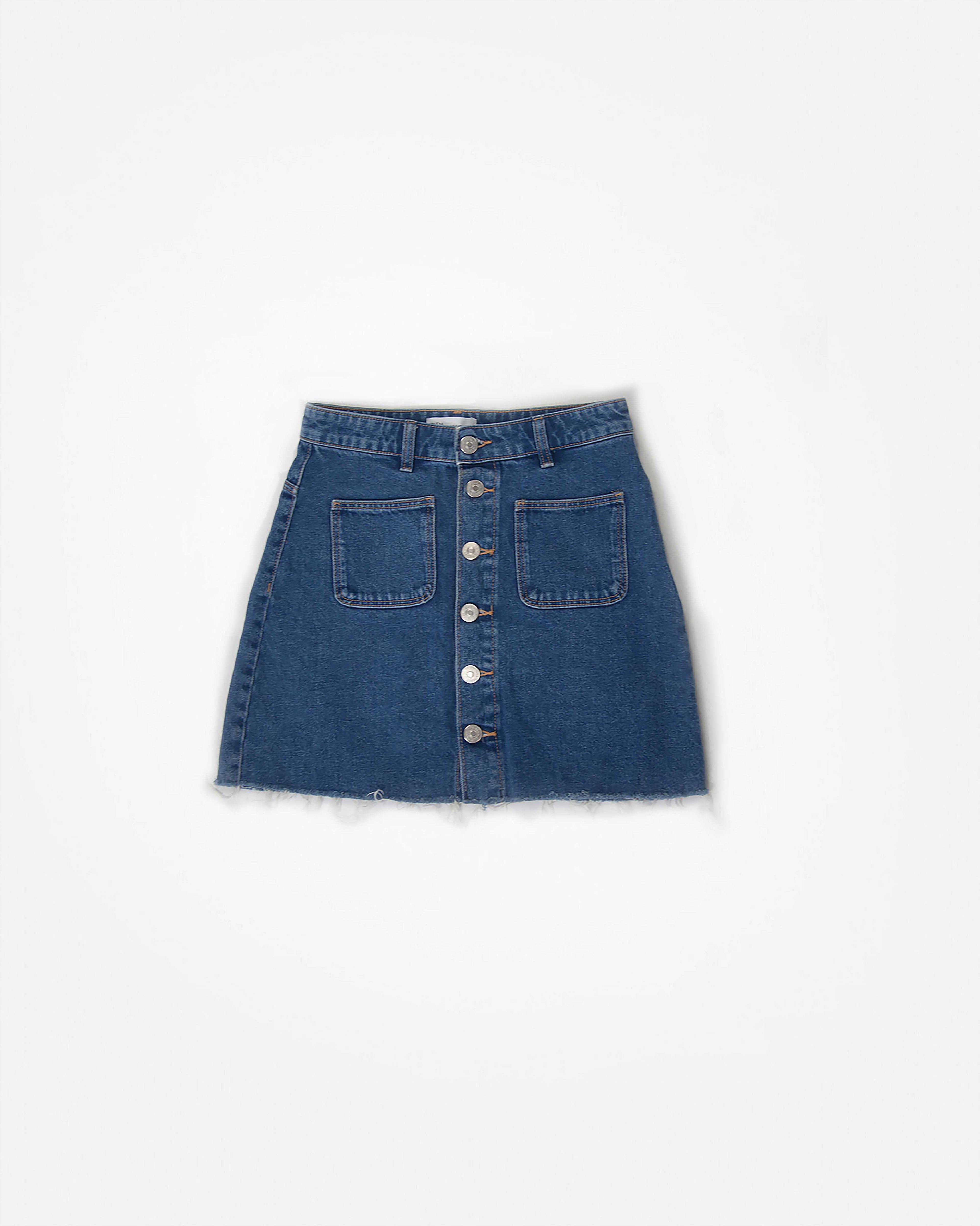 Zara button up modrá sukňa, S