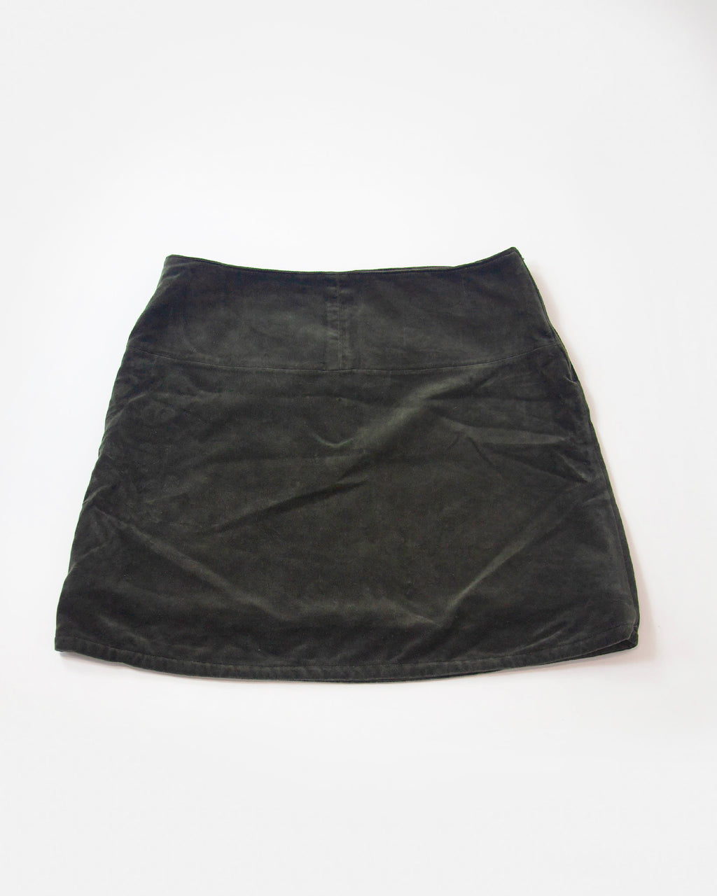 Vintage tmavozelená velvet sukňa, M