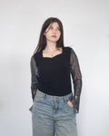 Vintage Top s Mesh rukávmi, M