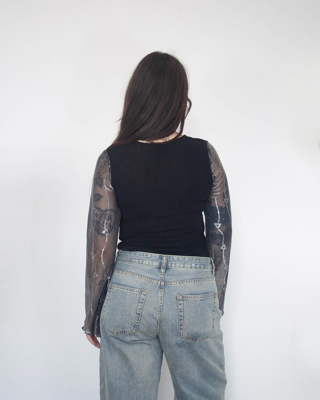 Vintage Top s Mesh rukávmi, M