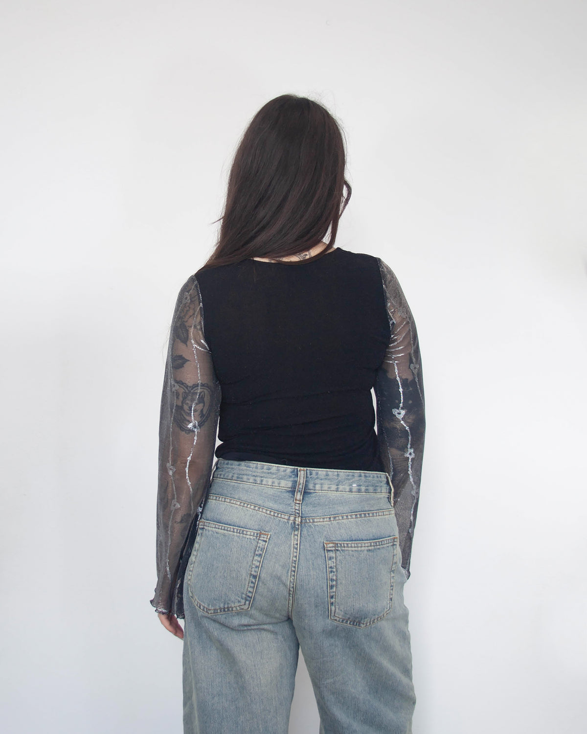 Vintage Top s Mesh rukávmi, M
