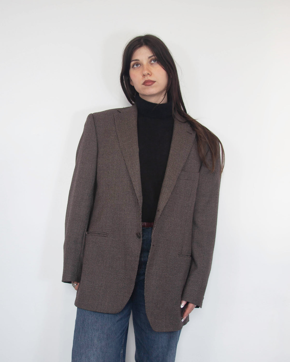 Dámske vintage vlnené oversized sako, M