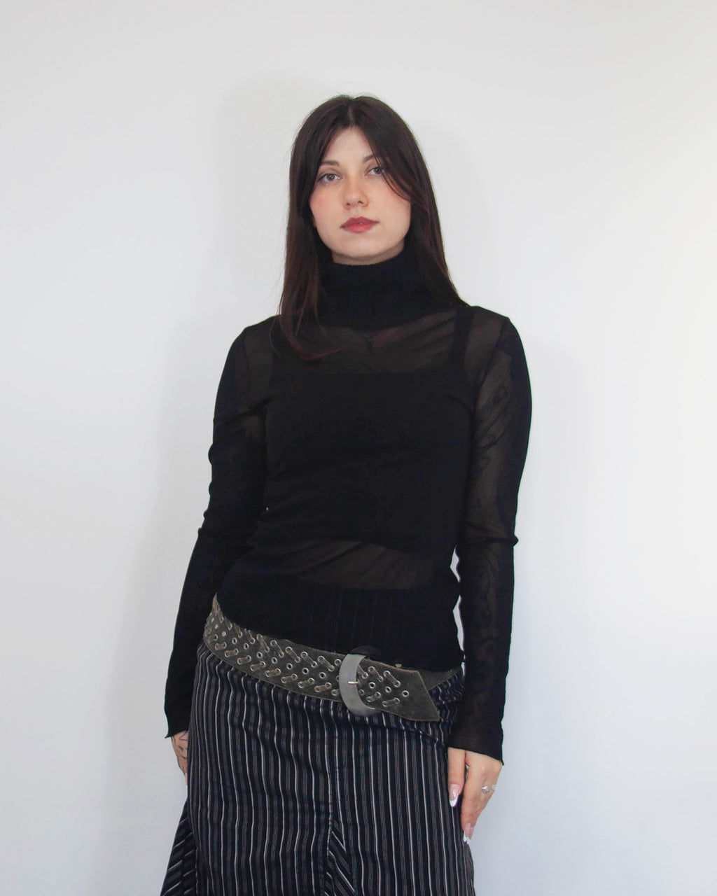 Vintage mesh top s rolákom, M