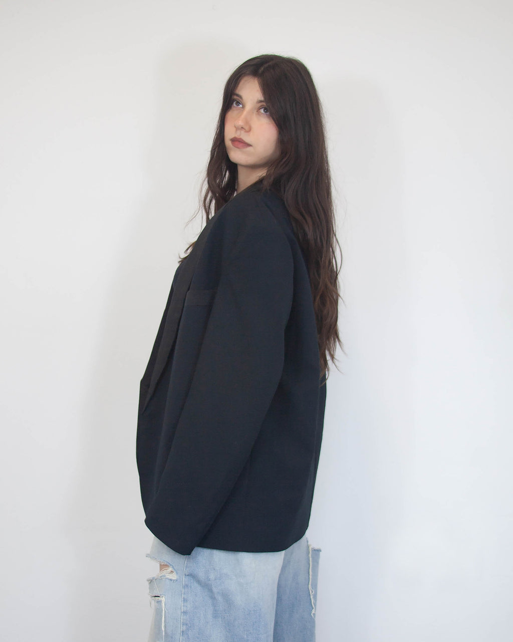Čierne vintage oversized sako, L