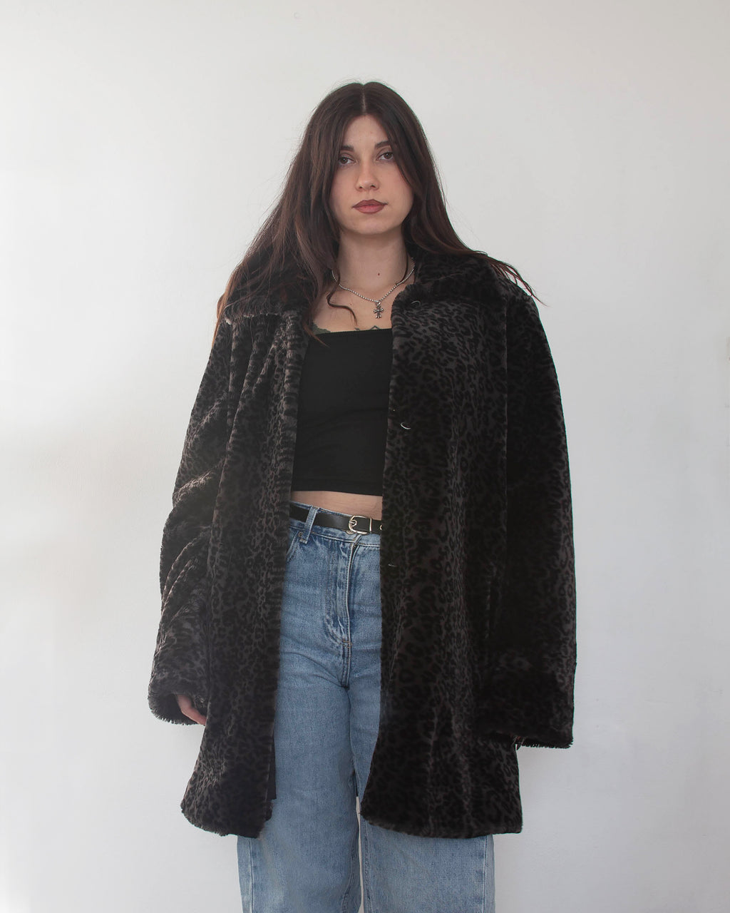 Dámsky vintage Leopardí kožuch, M