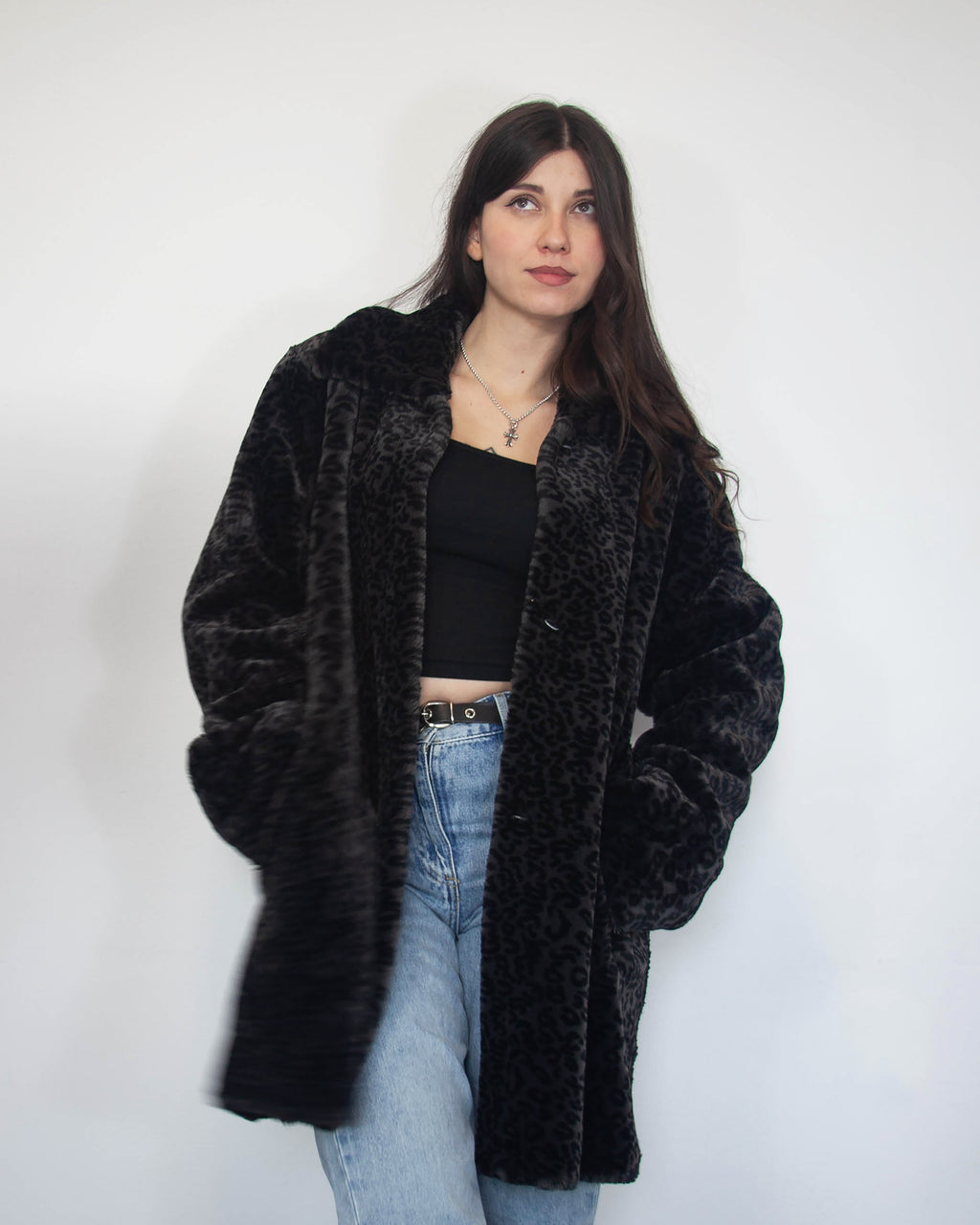 Dámsky vintage Leopardí kožuch, M
