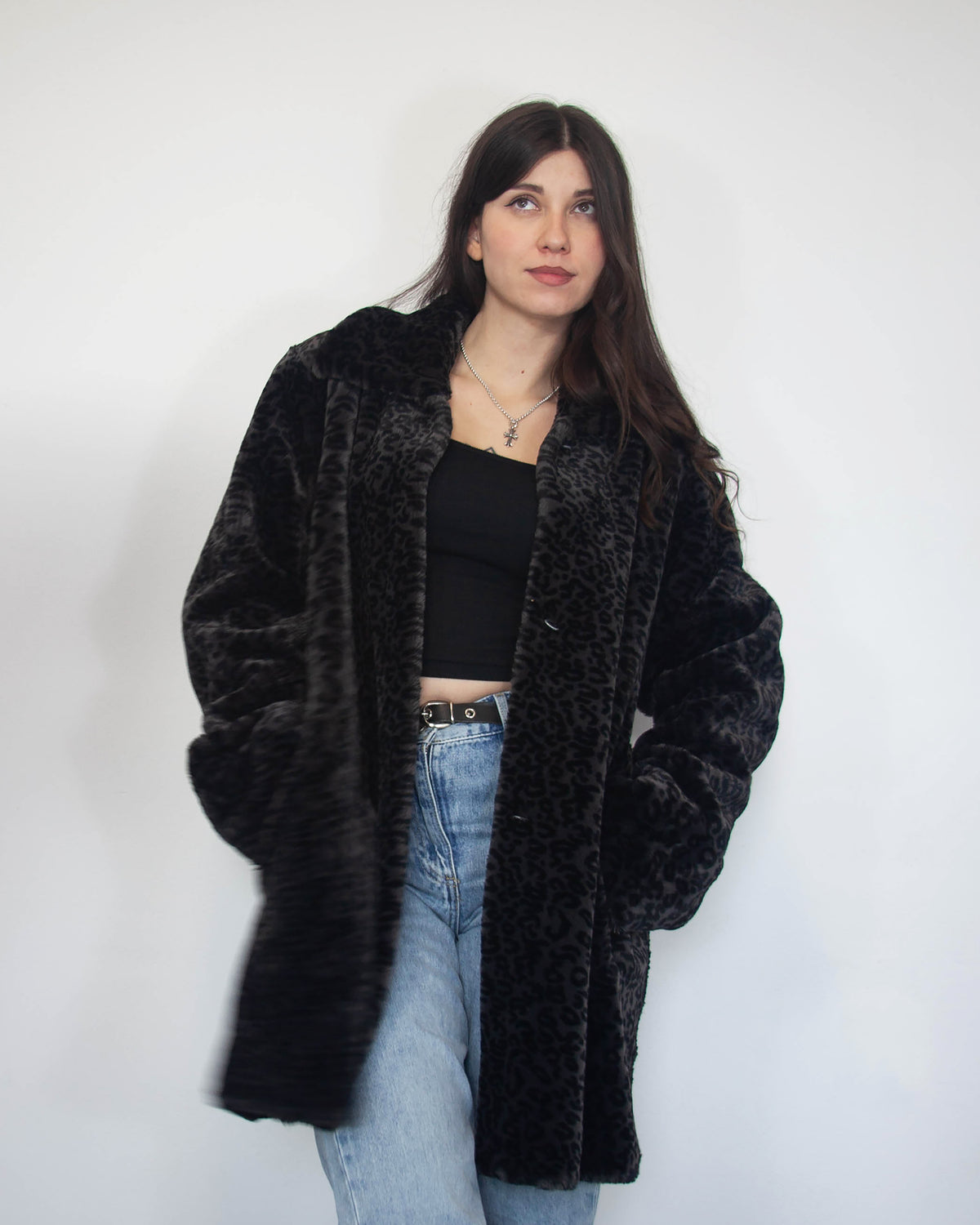 Dámsky vintage Leopardí kožuch, M